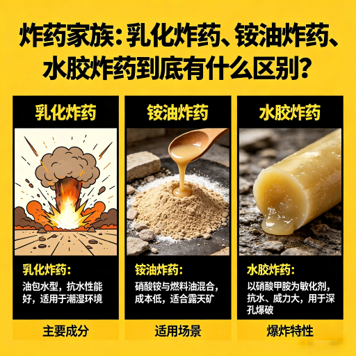 同安炸药家族：乳化炸药、铵油炸药、水胶炸药到底有什么区别？